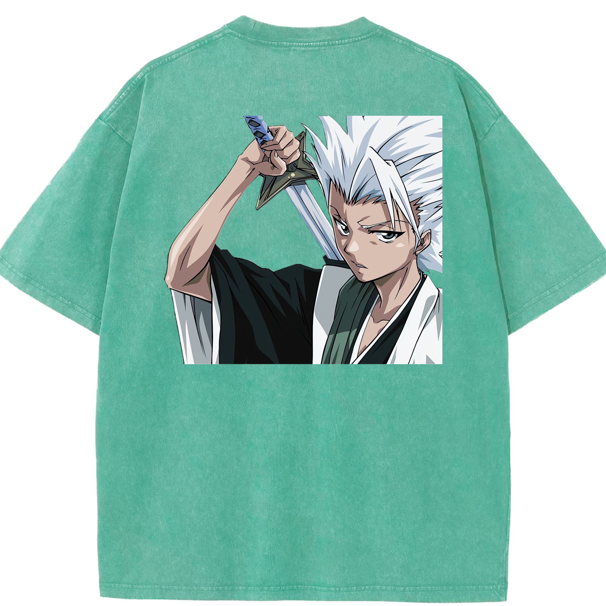 （画像用） ブリーチ 日番谷冬獅郎（ひつがや とうしろう） BLEACH Hitsugaya Toushirou 綿100% ヴィンテージ風 半袖Tシャツ（背面プリント）